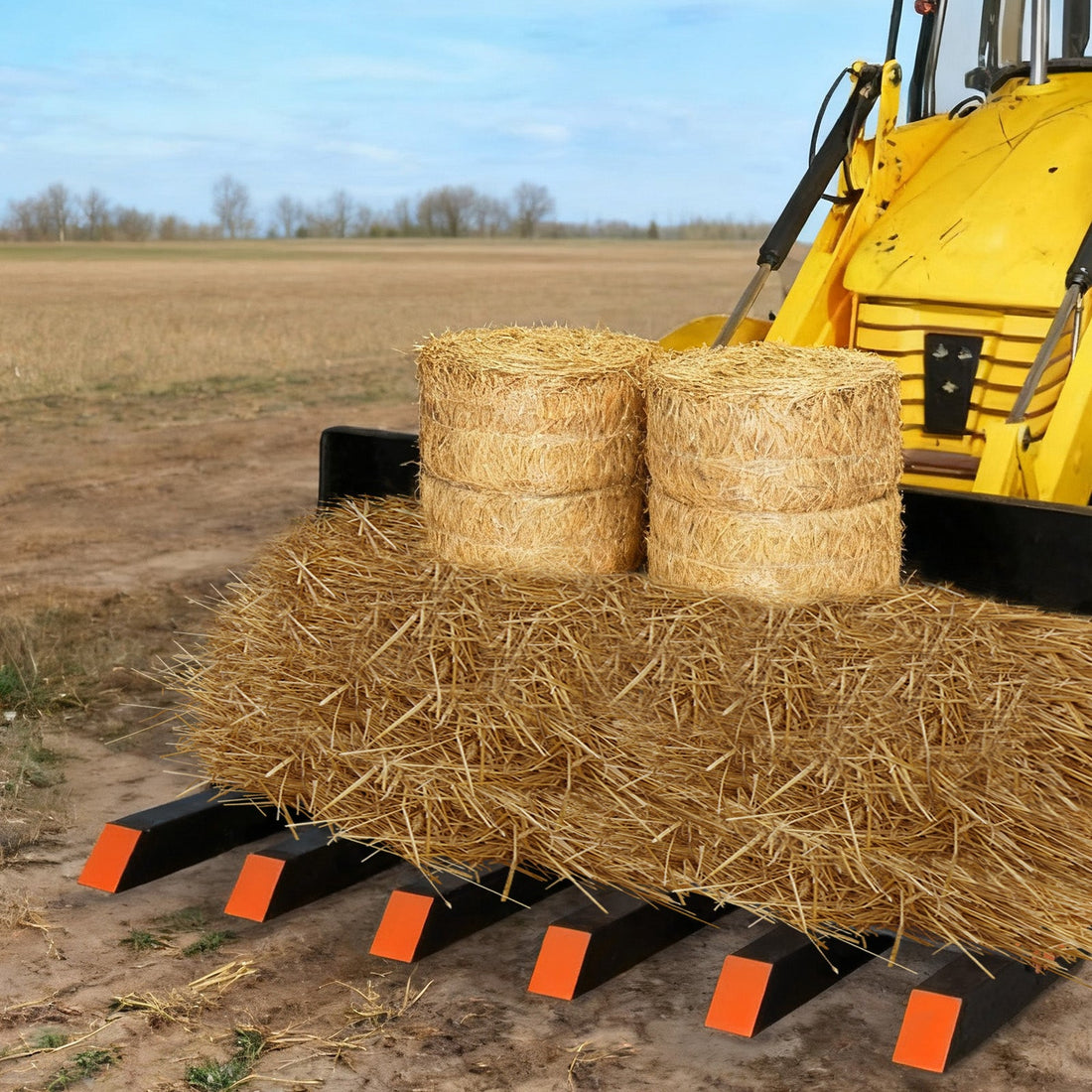 Garvee Heavy Duty Clamp On Debris Forks for 60" Tractor Bucket, 4400 LB Capacity, Quick Attach 6 Tines Pallet Forks, Rust Resistant for Farm, Warehouse, Black