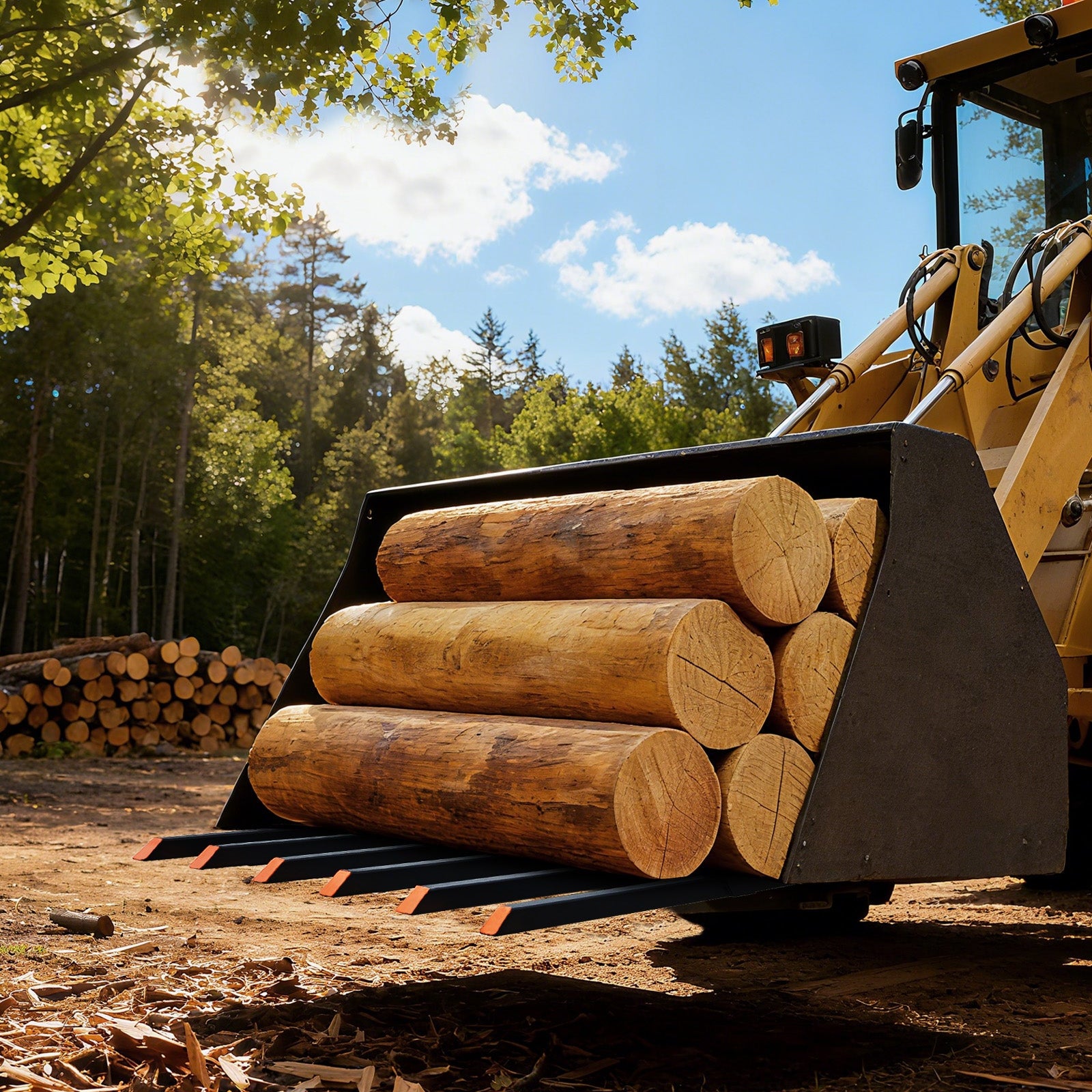 Garvee Heavy Duty Clamp On Debris Forks for 60" Tractor Bucket, 4400 LB Capacity, Quick Attach 6 Tines Pallet Forks, Rust Resistant for Farm, Warehouse, Black