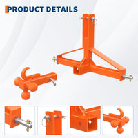 Garvee 3 Point Trailer Hitch Tractor 2" Receiver Heavy Duty Steel Quick Hitch 10,000 lbs Capacity Universal Fit Construction Farming