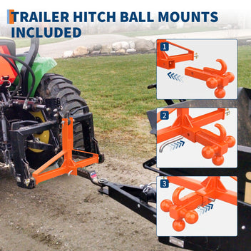 Garvee 3 Point Trailer Hitch Tractor 2" Receiver Heavy Duty Steel Quick Hitch 10,000 lbs Capacity Universal Fit Construction Farming