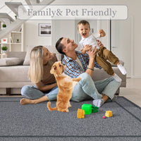 Garvee Indoor Area Rug Weather Resistant Easy to Clean Non Slip Stain Resistant Grey 8x10Ft