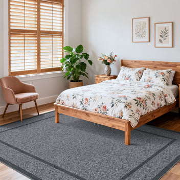 Garvee Indoor Area Rug Weather Resistant Easy to Clean Non Slip Stain Resistant Floor Mat for Dining Room Bedroom 5x7Ft Grey