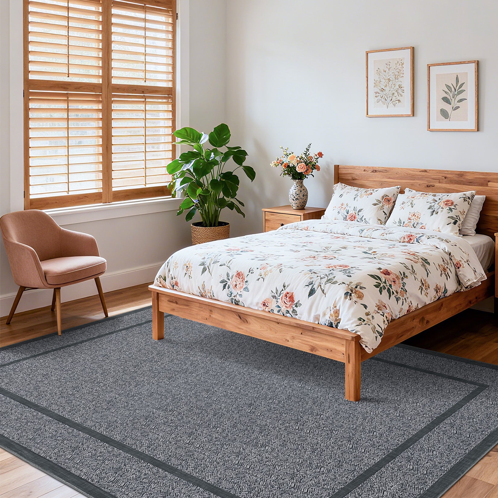 Garvee Indoor Area Rug Weather Resistant Easy to Clean Non Slip Stain Resistant Grey 9x12Ft