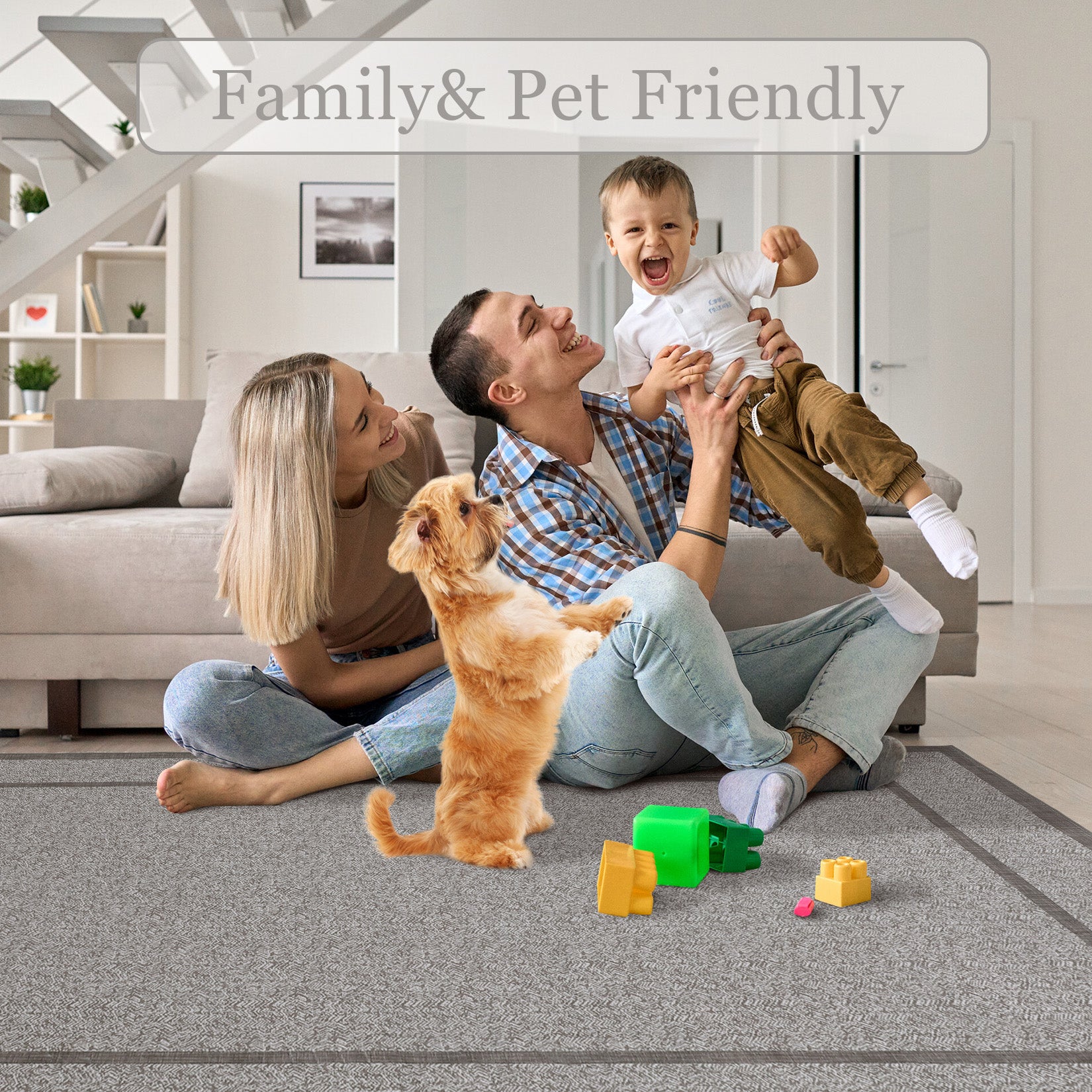 Garvee Indoor Area Rug Weather Resistant Easy to Clean Ultra Thin Non Slip Stain Resistant Floor Mat for Dining Room Bedroom Beige 2x6Ft