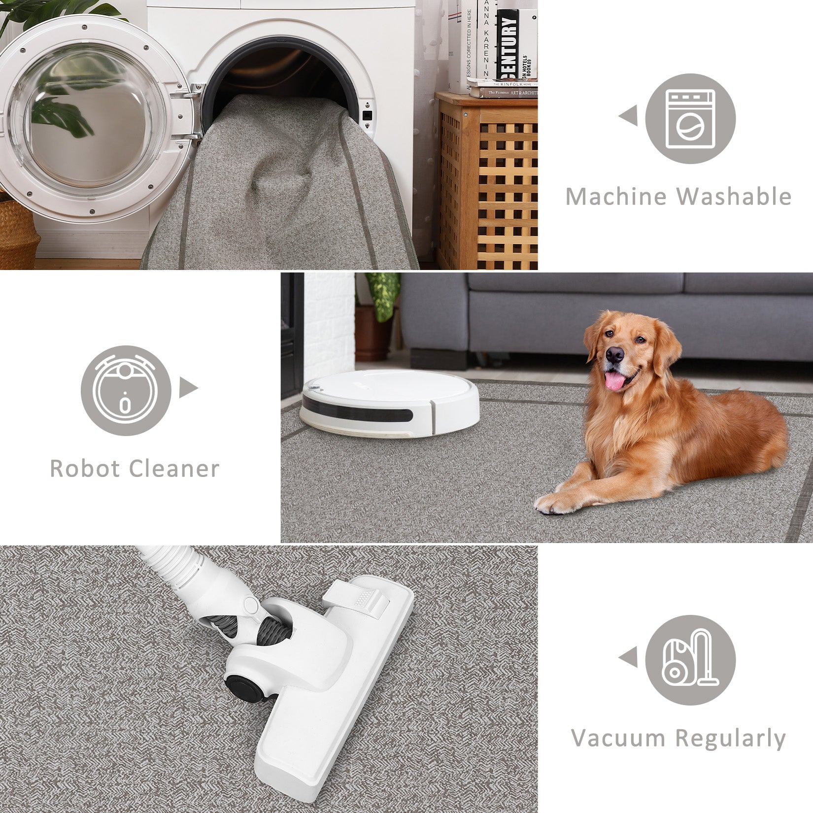 Garvee Indoor Area Rug Weather Resistant Easy to Clean Ultra Thin Non Slip Stain Resistant Floor Mat for Dining Room Bedroom Beige 2x6Ft