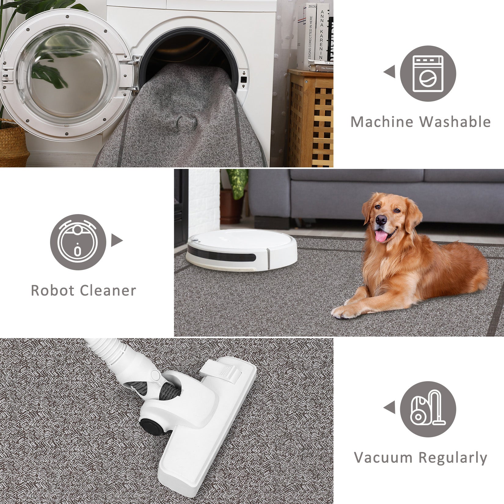 Garvee Indoor Area Rug Weather Resistant Easy to Clean Non Slip Stain Resistant Floor Mat Beige 8x10Ft