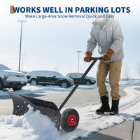 Garvee 29" Snow Shovel with Wheels Heavy Duty Push Snow Plow Shovel, Adjustable Handle, Angled Blade, Efficient Snow Removal for Pavement