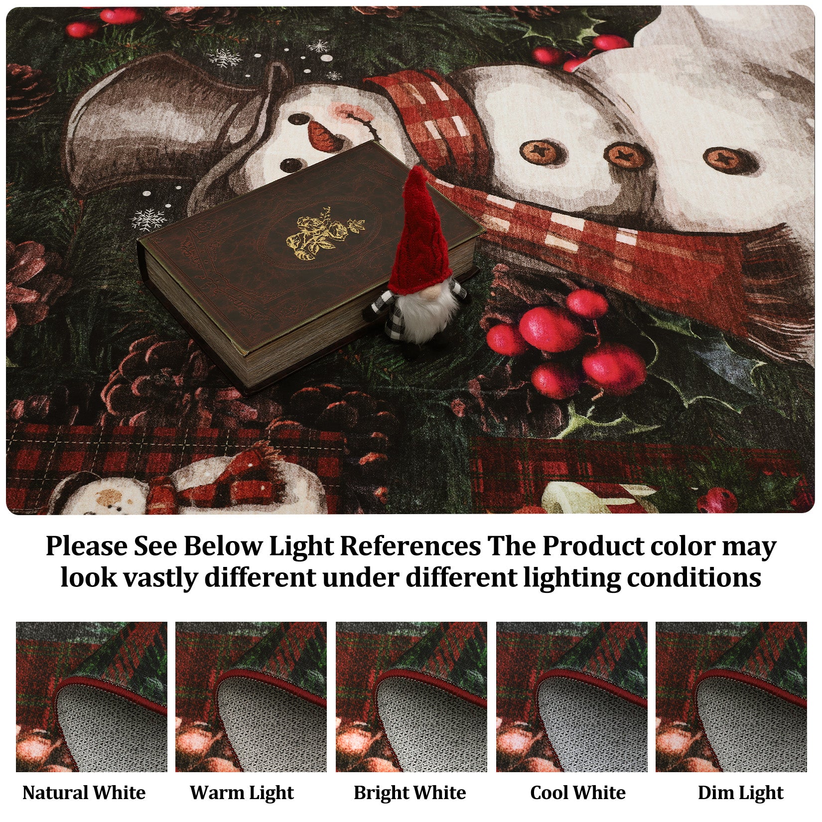 Garvee Christmas Snowman Area Rug Washable Non Slip Christmas Rugs for Living Room Low Pile Throw Rug Carpet Christmas Decorations Red Green 3*5Ft