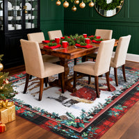Garvee Christmas Kitchen Rugs and Mats Santa Claus Elk Non Slip Rugs Christmas Floor Mats for Kitchen Home Hallway Holiday Decor Red 8*10Ft