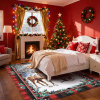 Garvee Christmas Santa Claus Reindeer Area Rug Washable Non Slip Winter Rugs Christmas for Living Room Low Pile Throw Rug Carpet Red 5*7Ft