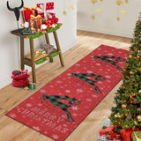 Garvee Christmas Rug with Snow Reindeer Area Rugs for Living Room Soft Low Pile Washable Rug for Home Decor Indoor Non Slip Carpet Red 2*8Ft - Red