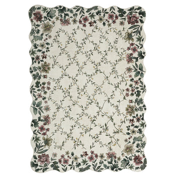 Garvee Floral Irregular Edge Carpet Non Slip Washable Boho Vintage Entry Rug 5x7ft Beige