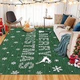 Garvee Christmas Green 9x12 Area Rug Washable,  Snowflake Carpet Holiday Decorative Foldable Coffee Table Accent - Farmhouse Dining Table Bedroom Decor - Green
