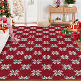 Garvee Christmas Large Area Rug 6x9 Machine Washable Rugs Low Pile Carpet Indoor Door Mat Red Non-Slip Snowflake Rug for Bedroom Living Room - Red