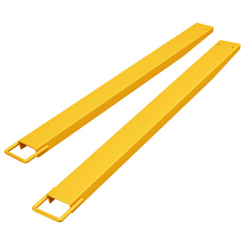 Garvee 72 Inch Forklift Fork Extensions 5mm Steel Heavy-Duty, Tool-Free Installation, Steel Strap Safety, Yellow, 4.5 Inch Inner Width, Warehouse Use