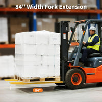 Garvee 84 Inch Forklift Fork Extensions 5mm Steel Heavy-Duty Slide-On Safety Strap Yellow Warehouse Use