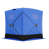 Garvee Ice Fishing Tent, Pop-Up Portable Hub-Style Ice Fishing Shelter, 34 Square Feet of Fishable Area, 3-Person Shelter - Blue