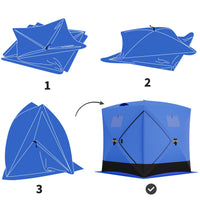 Garvee Ice Fishing Tent, Pop-Up Portable Hub-Style Ice Fishing Shelter, 34 Square Feet of Fishable Area, 3-Person Shelter