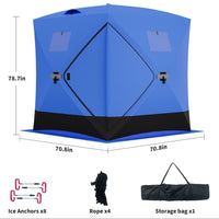 Garvee Ice Fishing Tent, Pop-Up Portable Hub-Style Ice Fishing Shelter, 34 Square Feet of Fishable Area, 3-Person Shelter