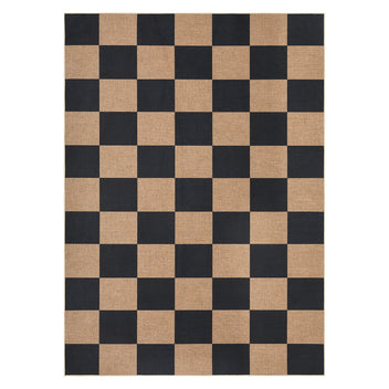 Garvee Easy Jute 8x10 Checkered Area Rug, Non-Slip Washable Indoor Outdoor Jute-Look Carpet, Black & Tan Farmhouse Rug for Living Room, Patio, Kitchen & Entryway