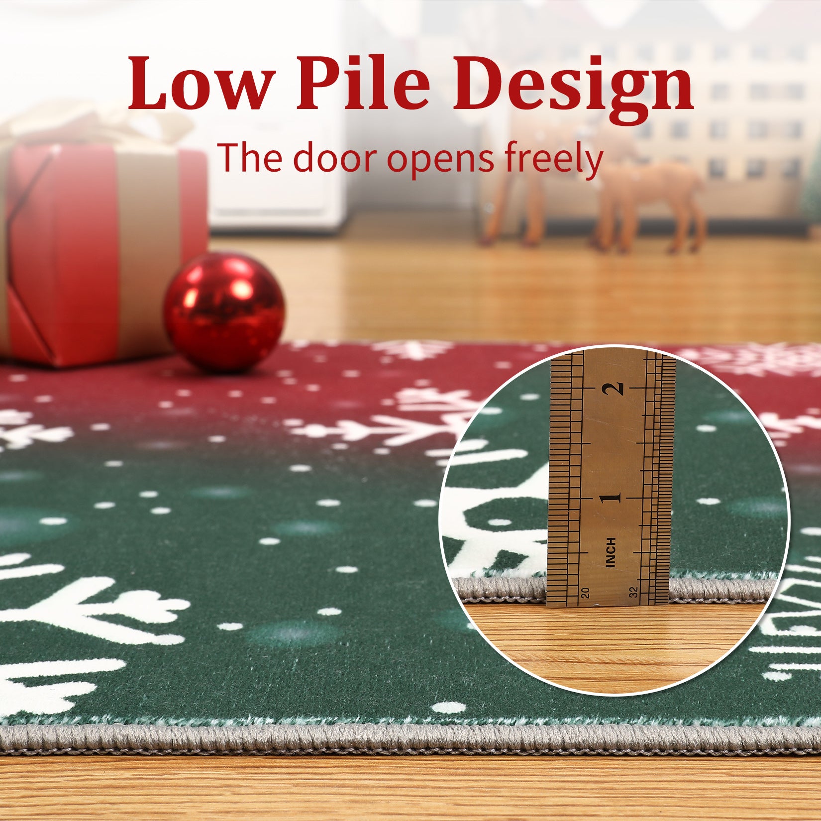 Garvee Bold Color Christmas Red & Green 4x6 Area Rugs - Non-Slip Reversible Washable Skin-Friendly Soft Rug - Machine Washable for Floor Washer, Pets & Baby Friendly Holiday Decor