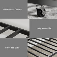 Garvee Twin Size Daybed Frame, Metal Daybed with Floral Headboard, Heavy Duty Steel Slats Supports, Modern Twin Bed Frame for Living Room, Guest Room, Black