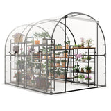 Garvee Large Walk-in Greenhouse Tunnel with Galvanized Steel Frame, Zipper Doors, White PE Cover, Portable Outdoor Plant Shelter - Transparent
