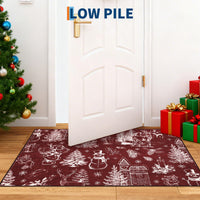 Garvee Christmas Rug Thin Washable Rug with Non Slip Rubber Backing, Low Pile Soft Indoor Carpet, Non Shedding Foldable Printed Floor Mats for Living Room Nursery Bedroom