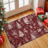 Garvee Christmas Rug Thin Washable Rug with Non Slip Rubber Backing, Low Pile Soft Indoor Carpet, Non Shedding Foldable Printed Floor Mats for Living Room Nursery Bedroom - Red & White