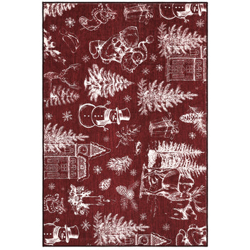 Garvee Christmas Rug Thin Washable Rug with Non Slip Rubber Backing, Low Pile Soft Indoor Carpet, Non Shedding Foldable Printed Floor Mats for Living Room Nursery Bedroom