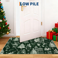 Garvee Christmas Rug Thin Washable Rug with Non Slip Rubber Backing, Low Pile Soft Indoor Carpet, Non Shedding Foldable Printed Floor Mats for Living Room Nursery Bedroom