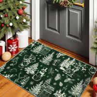 Garvee Christmas Rug Thin Washable Rug with Non Slip Rubber Backing, Low Pile Soft Indoor Carpet, Non Shedding Foldable Printed Floor Mats for Living Room Nursery Bedroom