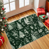 Garvee Christmas Rug Thin Washable Rug with Non Slip Rubber Backing, Low Pile Soft Indoor Carpet, Non Shedding Foldable Printed Floor Mats for Living Room Nursery Bedroom - Green & White
