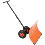 Garvee 29"W X 19"H Snow Shovel with Wheels Steel Snow Pusher 5-Position Angled Blade Ergonomic Back-Saving Design Heavy Duty Orange for Driveway Sidewalk - Orange