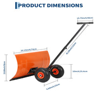 Garvee Snow Shovel with Wheels Steel Snow Pusher 5-Position Angled Blade Ergonomic Back-Saving Design Heavy Duty Orange for Driveway Sidewalk