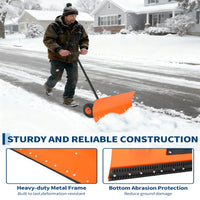 Garvee Snow Shovel with Wheels Steel Snow Pusher 5-Position Angled Blade Ergonomic Back-Saving Design Heavy Duty Orange for Driveway Sidewalk