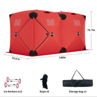 Garvee Ice Fishing Insulated Tent, Large Pop-Up Portable Hub-Style Ice Fishing Shelter, 6 Person Shelter 68 Square Feet of Fishable Area