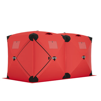Garvee Ice Fishing Insulated Tent, Large Pop-Up Portable Hub-Style Ice Fishing Shelter, 5-7 Person Shelter 68 Square Feet of Fishable Area