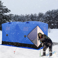 Garvee Ice Fishing Insulated Tent, Large Pop-Up Portable Hub-Style Ice Fishing Shelter, 6 Person Shelter 68 Square Feet of Fishable Area