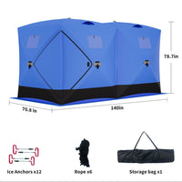 Garvee Ice Fishing Insulated Tent, Large Pop-Up Portable Hub-Style Ice Fishing Shelter, 6 Person Shelter 68 Square Feet of Fishable Area