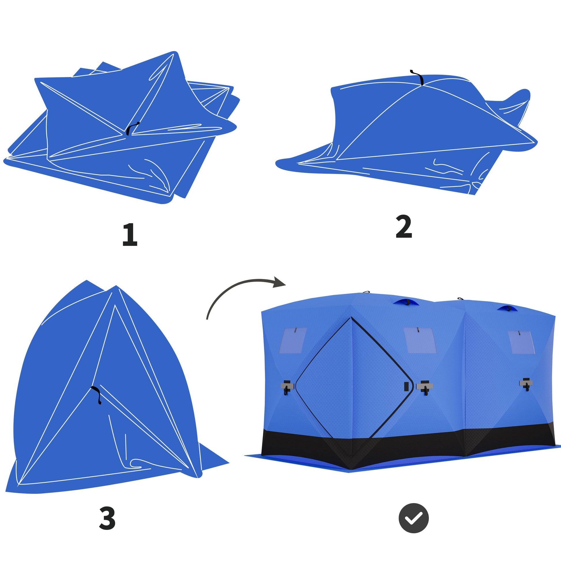 Garvee Ice Fishing Insulated Tent, Large Pop-Up Portable Hub-Style Ice Fishing Shelter, 6 Person Shelter 68 Square Feet of Fishable Area