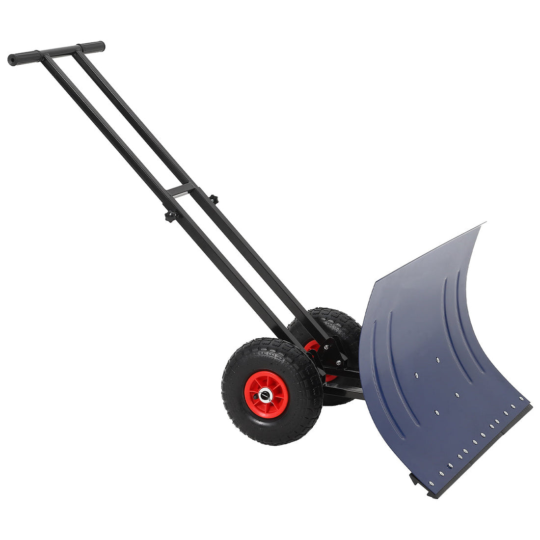 Garvee Metal Snow Shovel for Driveway, 29x20 in Large Ergonomic Snow Pusher Shovel with Wheels & Adjustable Angle Blade, Perfect for Doorway, Sidewalk & Garden, Navy Blue