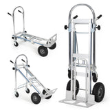 Garvee 3-in-1 Aluminum Convertible Hand Truck, Heavy Duty Folding Dolly Cart Pneumatic & Solid Wheels for Moving, Warehouse, Delivery, Home Use,770lbs