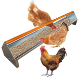 Garvee Chicken Feeding Trough 45 Inch, Heavy Duty Galvanized Steel Coop Feeder with Drainage Holes & Crossbar, Large Capacity Metal Poultry Trough Feeder for Chickens, Pigeons, Ducks Orange