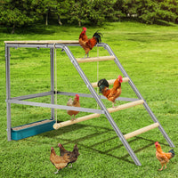 Garvee Chicken Perch with Swing, Sturdy Chicken Roosting Bars with Food Box for Backyard Farm, Chicken Perch for Coop, 37.4"L x 18.9"W x 28"H