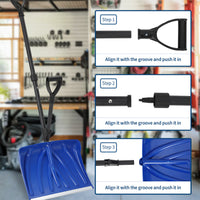 Garvee Snow Shovel with Assisted D-Ring Handle, Ergonomic Snow Pusher Shovel with 18 in Wide Blade, Lightweight & Durable Winter Tool for Driveway Walkway Garden Patio Yard