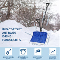 Garvee Snow Shovel with Assisted D-Ring Handle, Ergonomic Snow Pusher Shovel with 18 in Wide Blade, Lightweight & Durable Winter Tool for Driveway Walkway Garden Patio Yard