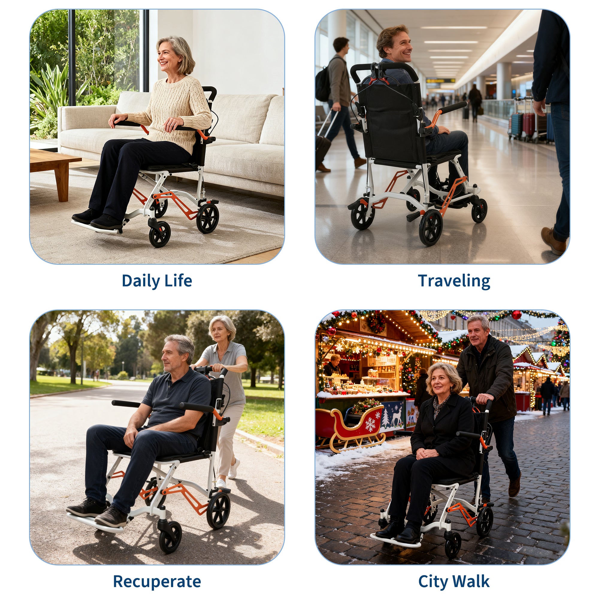 Garvee Ultra Lightweight Transport Wheelchair, Portable Folding