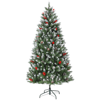 Garvee 4FT Artificial Christmas Tree with Pine Cones & Berries, Hinged Branches, Metal Stand, Frosted Pine, Indoor Outdoor Holiday Decor