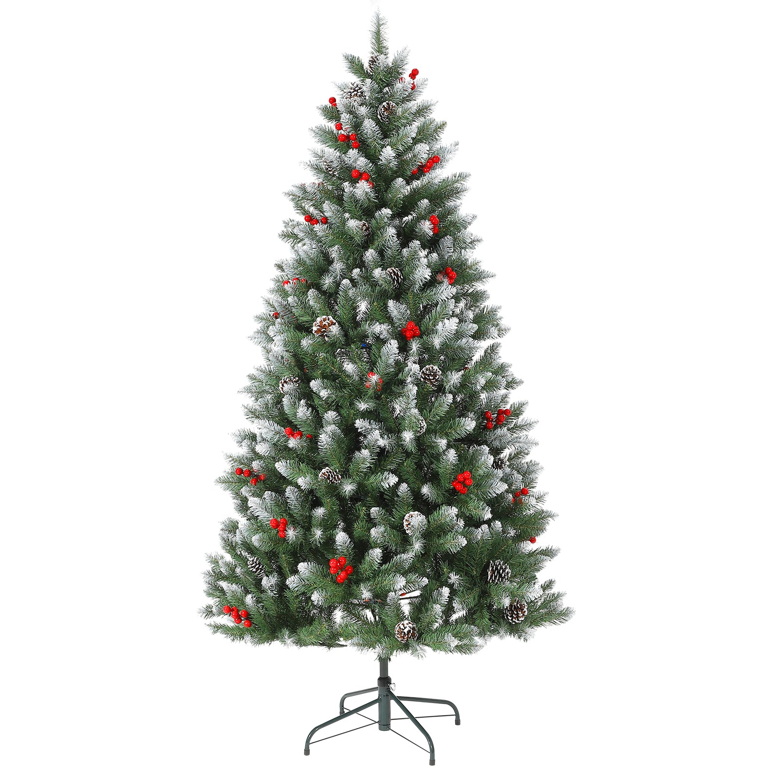 Garvee 4FT Artificial Christmas Tree with Pine Cones & Berries, Hinged Branches, Metal Stand, Frosted Pine, Indoor Outdoor Holiday Decor